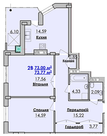2-кімнатна 73.77 м² в ЖК Гармонія від 13 950 грн/м², м. Стрий