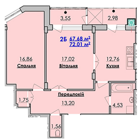 2-кімнатна 72.01 м² в ЖК Гармонія від 13 950 грн/м², м. Стрий