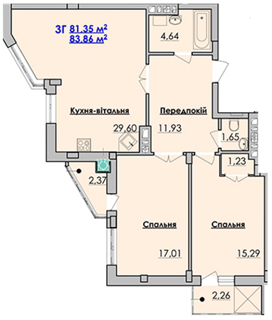 3-кімнатна 83.86 м² в ЖК Гармонія від 17 650 грн/м², м. Стрий