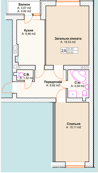 2-кімнатна 56.6 м² в ЖК Талісман від забудовника, м. Ірпінь