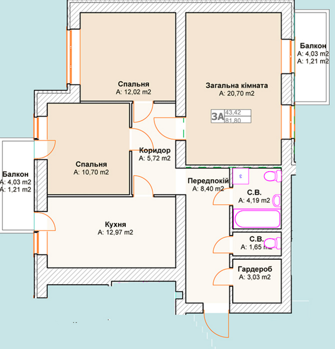 3-комнатная 81.8 м² в ЖК Талисман от застройщика, г. Ирпень