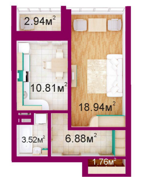 1-комнатная 44.8 м² в ЖД Панорамный от застройщика, г. Ирпень