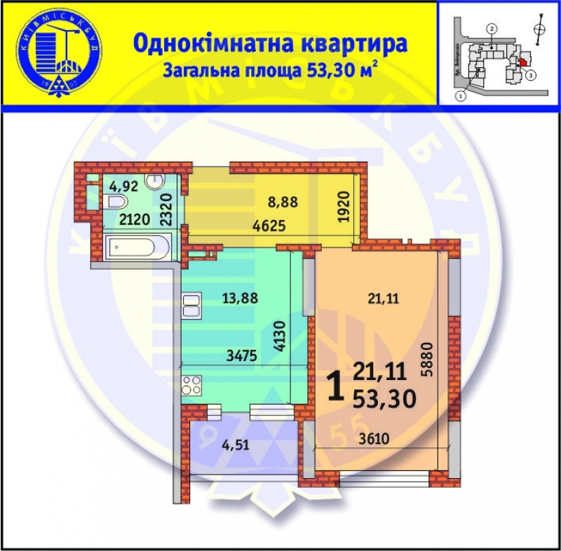 1-кімнатна 54.08 м² в ЖК Лейпцизька від 37 244 грн/м², Київ