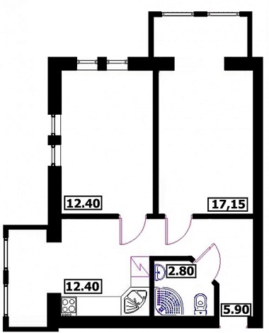 2-комнатная 50.65 м² в ЖК на ул. Шевченко, 22Б от застройщика, г. Буча