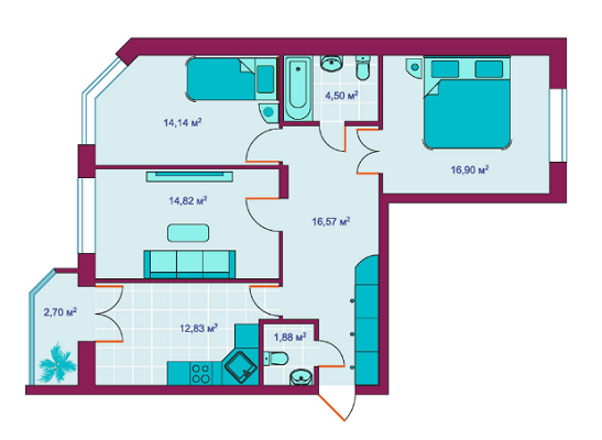 3-кімнатна 84.3 м² в ЖБ Панорамный 2 від забудовника, м. Ірпінь