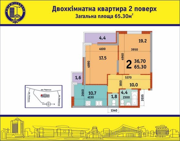 2-комнатная 65.3 м² в ЖК на ул. Радунская, 28-32 от застройщика, Киев