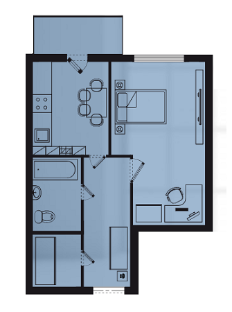 1-комнатная 37.85 м² в ЖК Два Академика от застройщика, Одесса