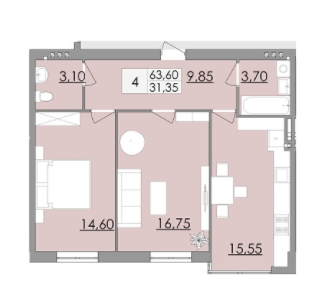 2-комнатная 63.6 м² в ЖК Особливий от застройщика, Черновцы