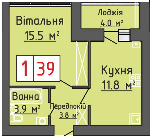 1-комнатная 39 м² в ЖК Васильковый дом от застройщика, с. Липины