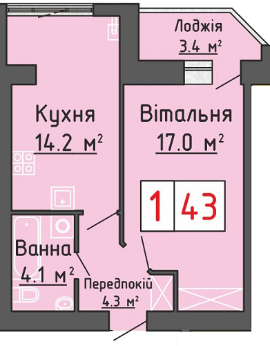 1-комнатная 43 м² в ЖК Васильковый дом от застройщика, с. Липины