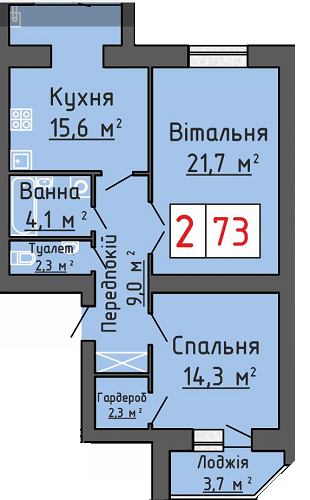 2-кімнатна 73 м² в ЖК Волошковий дім від забудовника, с. Липини