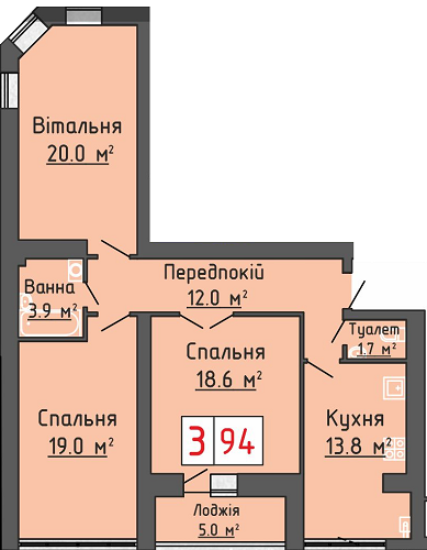 3-комнатная 94 м² в ЖК Васильковый дом от застройщика, с. Липины