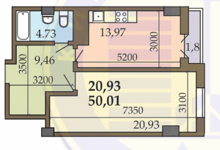 1-кімнатна 50.01 м² в ЖК на ул. Гарматна, 39Г від 25 496 грн/м², Київ