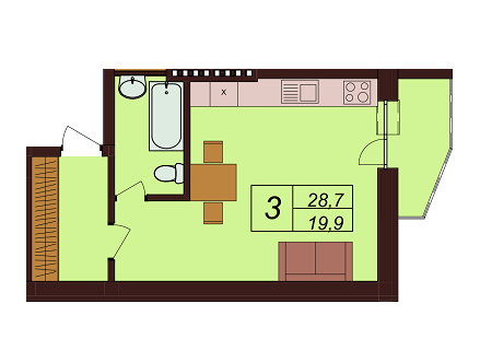 1-кімнатна 28.7 м² в ЖК Троїцький від 22 200 грн/м², Київ