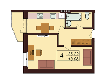 1-кімнатна 36.22 м² в ЖК Троїцький від 22 400 грн/м², Київ