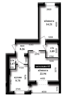 2-комнатная 62.8 м² в ЖК Капитал от застройщика, г. Ирпень