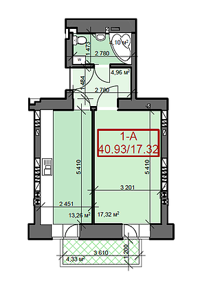 1-комнатная 40.93 м² в ЖК Суворов от застройщика, г. Ирпень