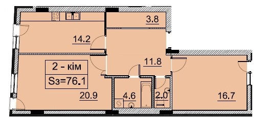 2-комнатная 76.1 м² в ЖК Monaco от 39 300 грн/м², Львов