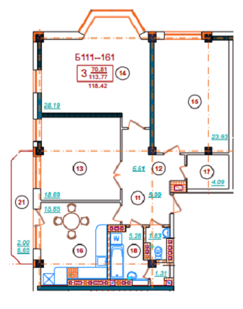 3-комнатная 118.42 м² в ЖСК Солнечный-4 от 21 200 грн/м², Одесса