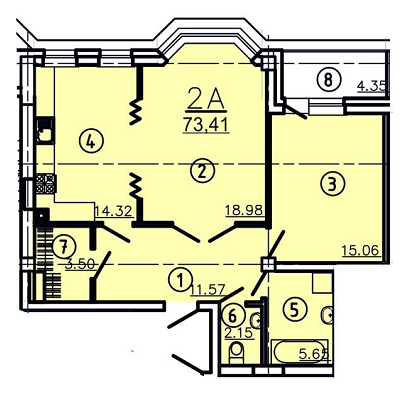 2-комнатная 73.41 м² в КД Покровский от застройщика, Полтава