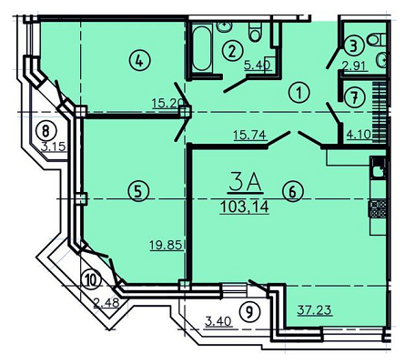 3-комнатная 103.14 м² в КД Покровский от застройщика, Полтава