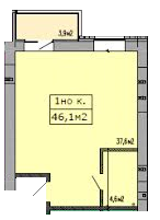 1-комнатная 46.1 м² в ЖК Добробут от застройщика, Днепр