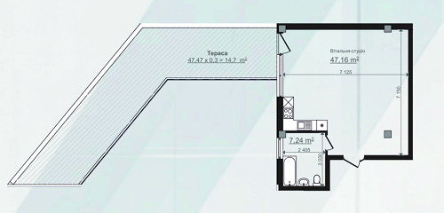 1-комнатная 69.1 м² в КД HillSide от застройщика, Киев