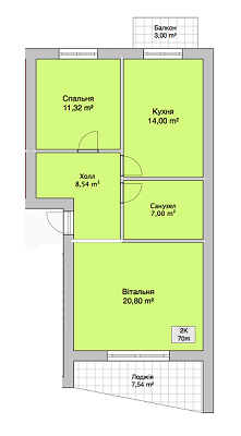 2-комнатная 67 м² в ЖК по пер. Сквозной, 23 от застройщика, Винница