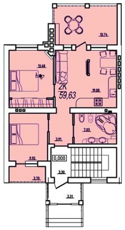 2-кімнатна 59.63 м² в ЖК Материк від забудовника, смт Великодолинське