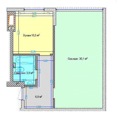 1-комнатная 51.3 м² в ЖК Добробут Петровский от застройщика, с. Святопетровское