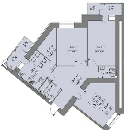 3-кімнатна 98.15 м² в ЖК Говард від 15 500 грн/м², Тернопіль