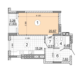 1-комнатная 52.14 м² в КД Чорногория от застройщика, Киев