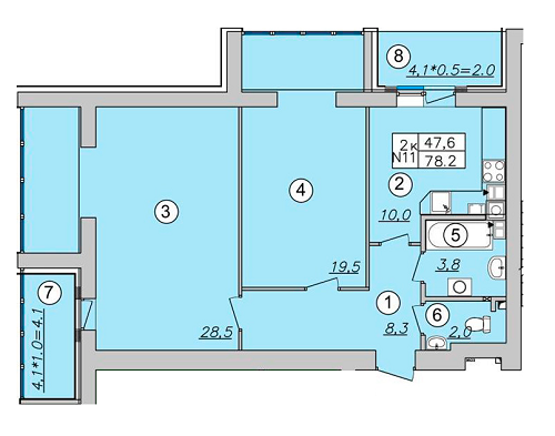 2-комнатная 78 м² в ЖК Шоколад от застройщика, Киев