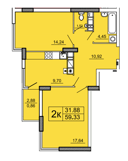 2-кімнатна 59.33 м² в ЖК на вул. Лукаша, 2 від забудовника, Львів