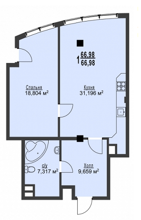 1-комнатная 66.98 м² в ЖК Фаворит от 39 500 грн/м², Харьков