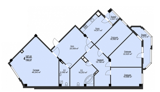 4-комнатная 199.67 м² в ЖК Фаворит от 33 500 грн/м², Харьков