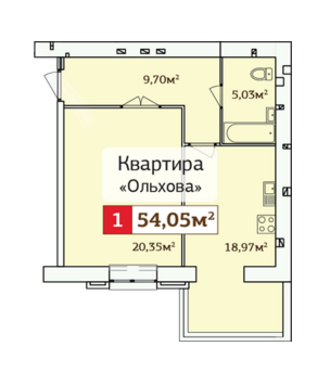 1-кімнатна 54.04 м² в ЖК ForRest від забудовника, Хмельницький