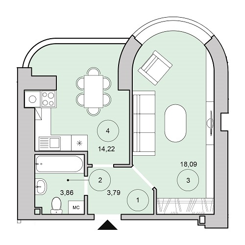 1-комнатная 39.94 м² в ЖК Cherry Town от 14 000 грн/м², г. Вишневое