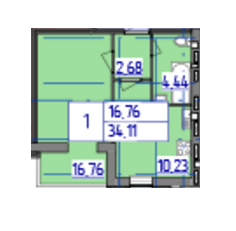 1-кімнатна 34.11 м² в ЖК Тріумф від 13 300 грн/м², Вінниця