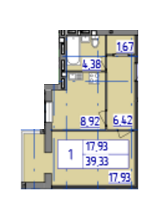 1-комнатная 39.33 м² в ЖК Триумф от 13 300 грн/м², Винница