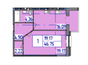 1-кімнатна 46.75 м² в ЖК Тріумф від 13 300 грн/м², Вінниця