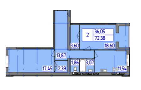 2-кімнатна 72.38 м² в ЖК Тріумф від 13 300 грн/м², Вінниця