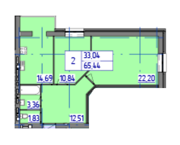 2-комнатная 65.44 м² в ЖК Триумф от 13 300 грн/м², Винница