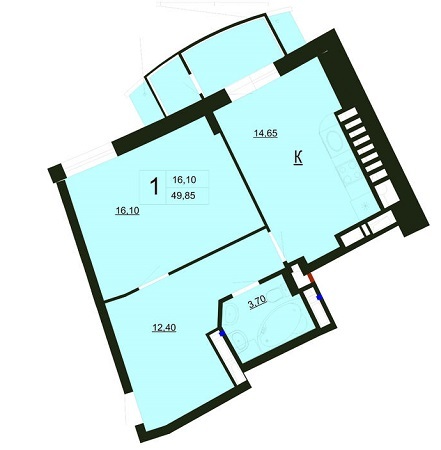 1-кімнатна 49.85 м² в ЖК Park Tower від забудовника, Вінниця