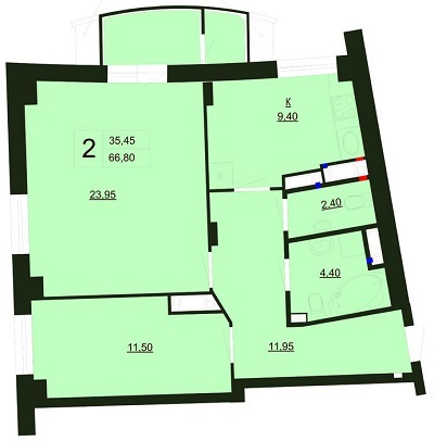 2-кімнатна 66.8 м² в ЖК Park Tower від забудовника, Вінниця
