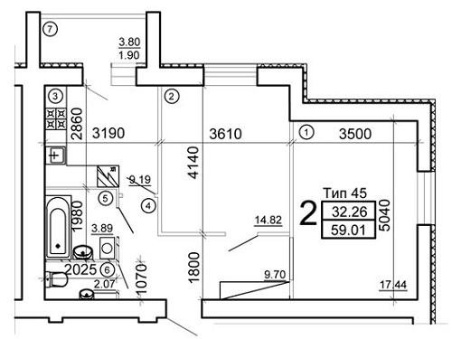 2-кімнатна 59.01 м² в Мкрн Академічний від 12 650 грн/м², Вінниця