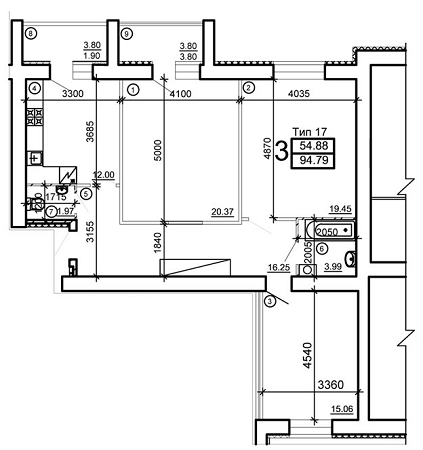 3-кімнатна 94.79 м² в Мкрн Академічний від 12 130 грн/м², Вінниця