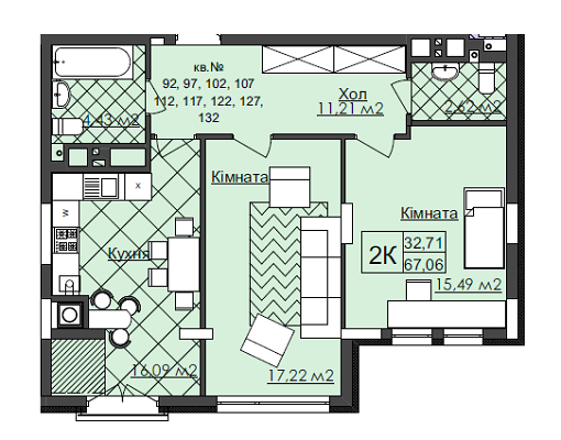 2-комнатная 67.06 м² в ЖК Auroom Tower от 21 150 грн/м², Львов