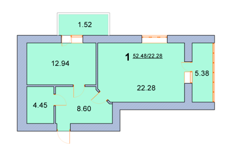 1-кімнатна 52.48 м² в ЖК на вул. Нова, 31А, 31Б від 13 000 грн/м², м. Бориспіль