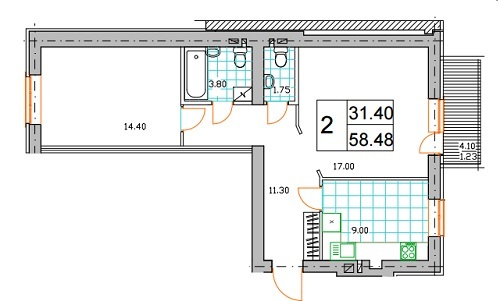 2-комнатная 58.48 м² в ЖК Именно Тот от 8 500 грн/м², пгт Немешаево